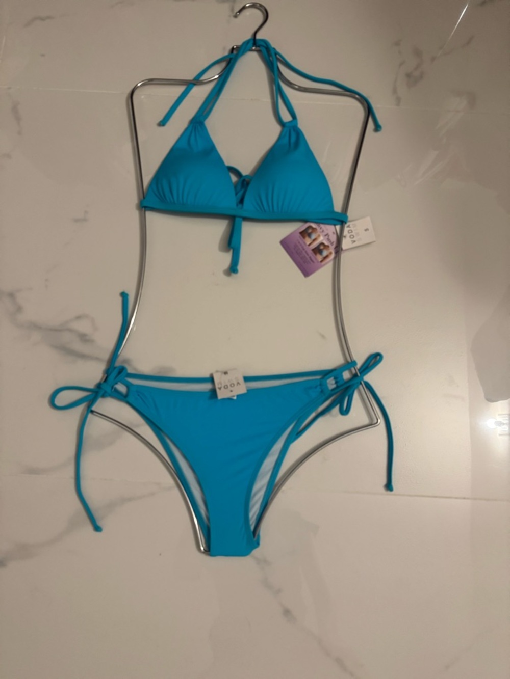 Women’s Turquoise Tie-Side Triangle Bikini Set